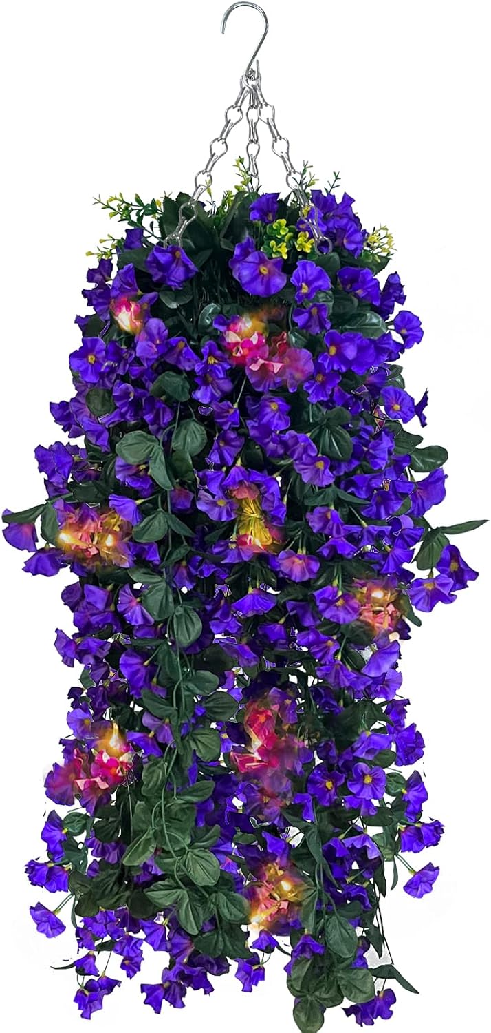 cacise 4 Pcs Artificial Hanging Flowers Outdoor, Fake