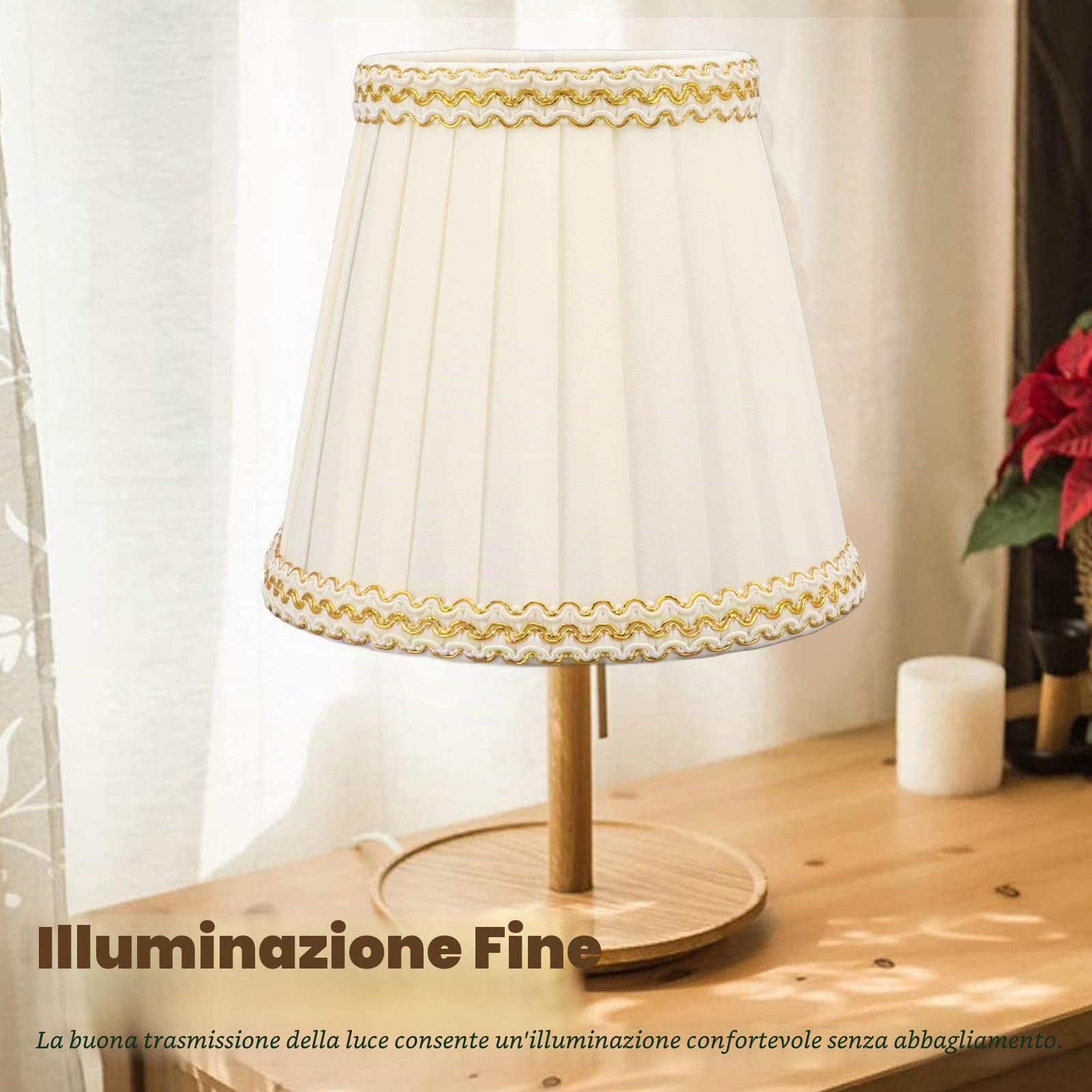 Confezione da 6 Paralumi Piccoli | Clip in Lino su Paralume | Paralumi Plissè per Lampadario, E14 o Lampadina Piccola, Lampade da Tavolo, Applique