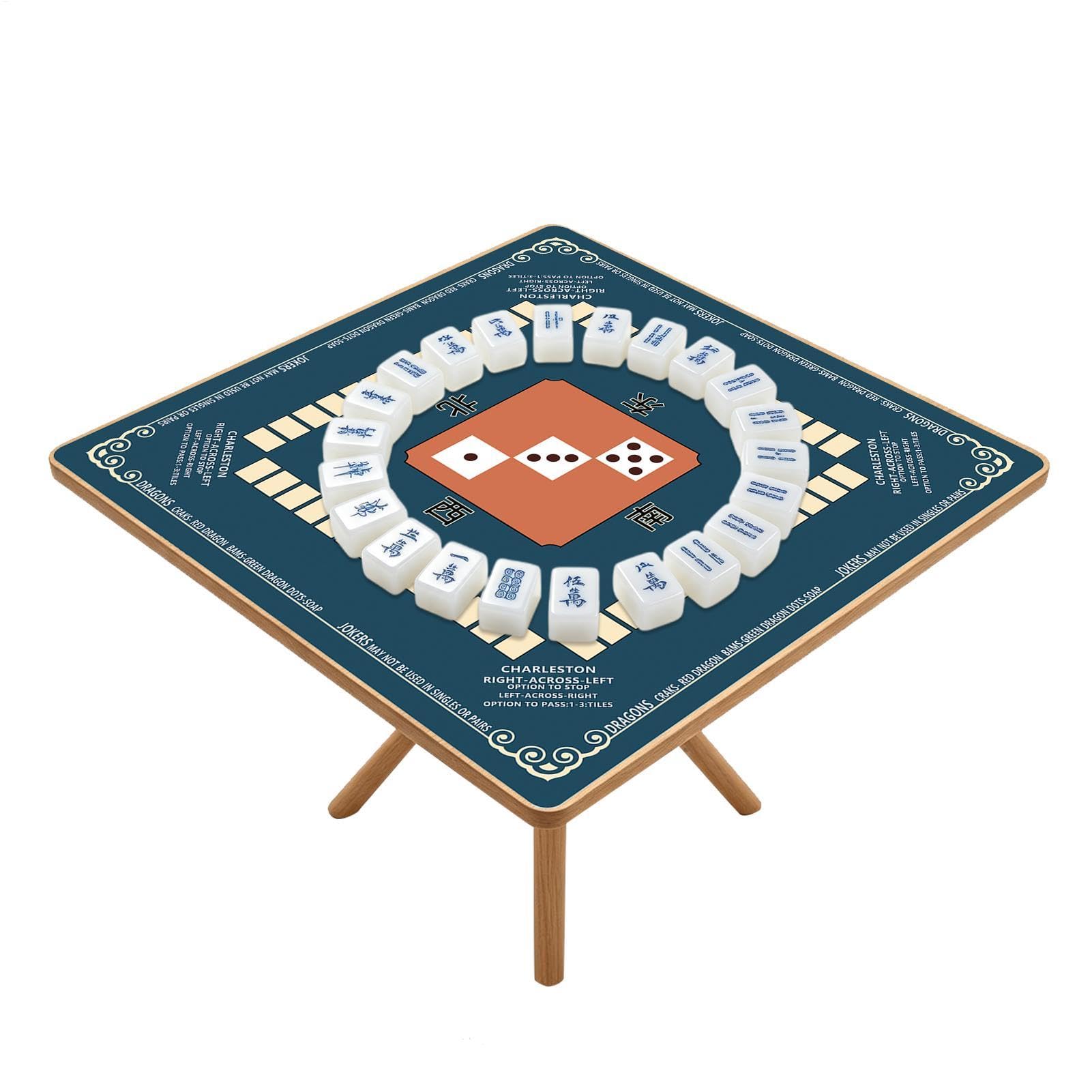 Mahjong mata antypoślizgowa i tłumi hałas, 80 x 80 cm, w zestawie | Amerykańska mata mahjong na rodzinne wieczory, domy seniorów, festiwale, spotkania, podróże i do zabawy w kamperze