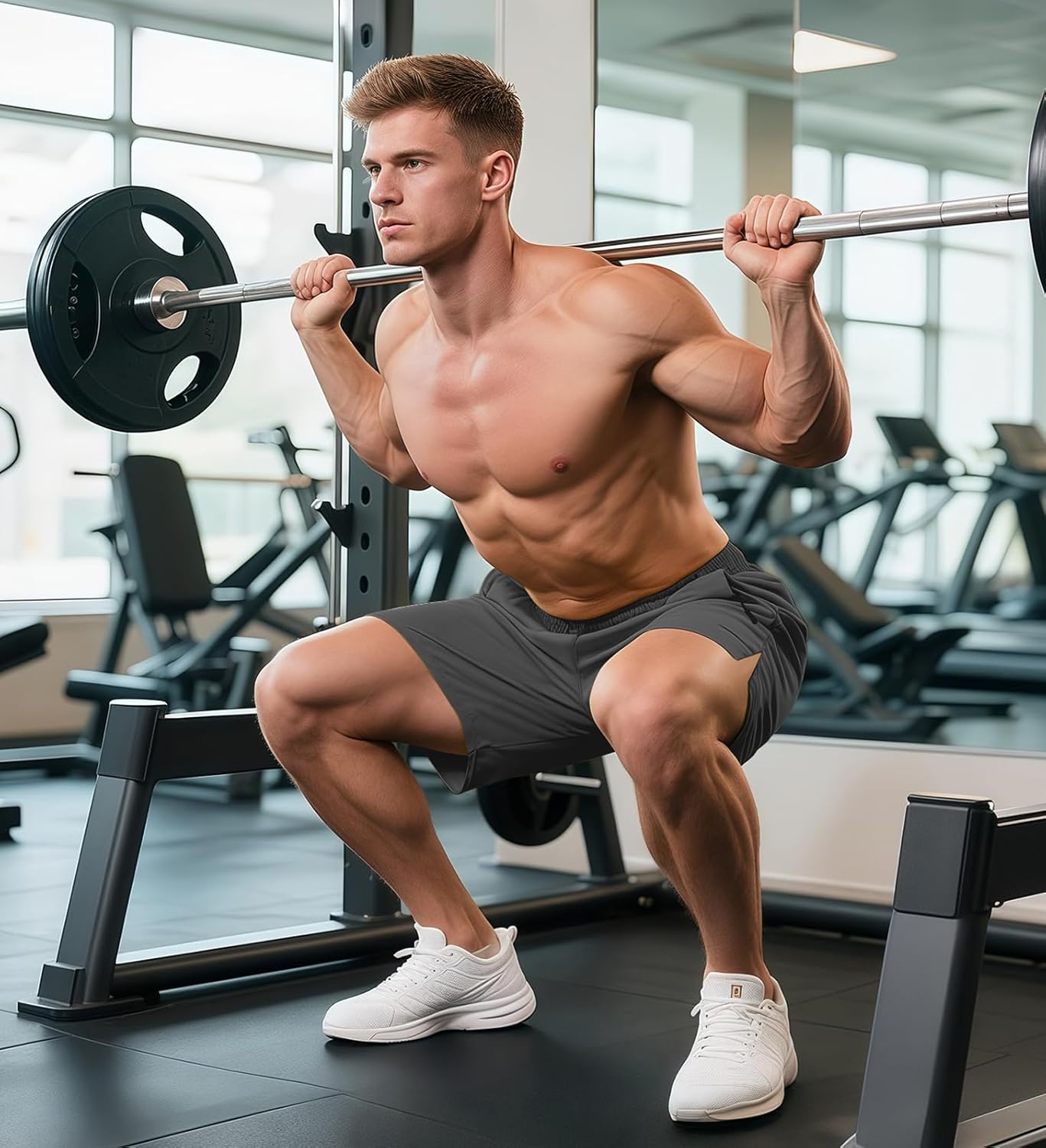 Aolesy Men's Gym Shorts Linerless & Liner - 5" Quick Dry Workout Running Shorts with Zip Pockets Sports Athletic Shorts - Image 2