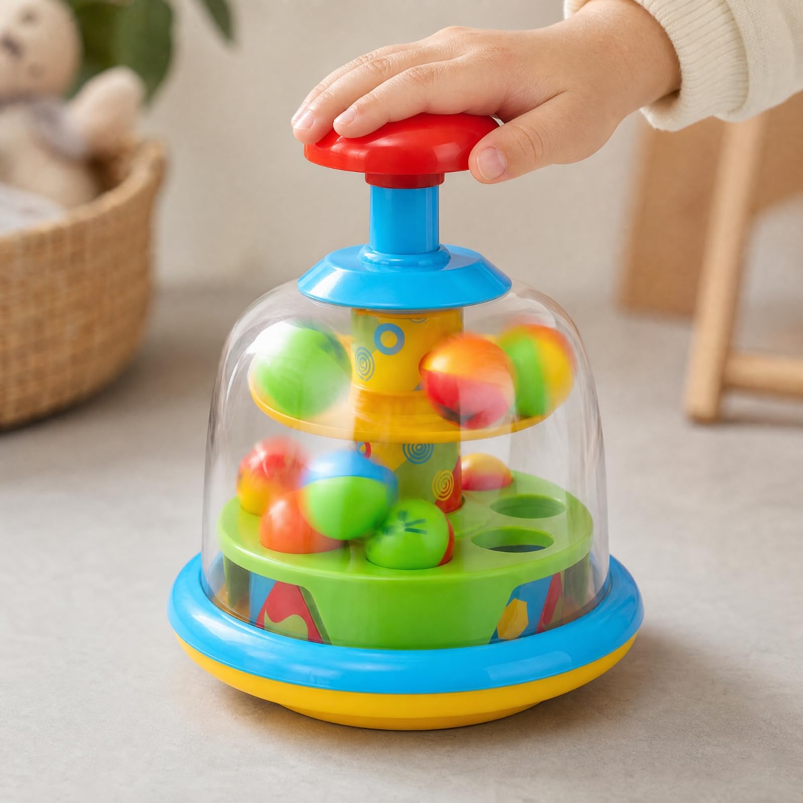 kowaku Giocattolo a Pressione con Palline Educativo Giocattolo Causa-Effetto Colorato Gioco con Cupola Trasparente per Neonati