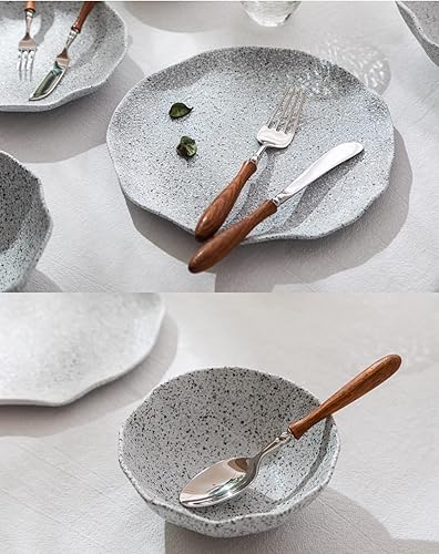 Miniatura 9 de Juego de cubiertos con mango de madera para 6, juego de cubiertos de lujo de acero inoxidable de 42 piezas, utensilios de cocina para restaurante,