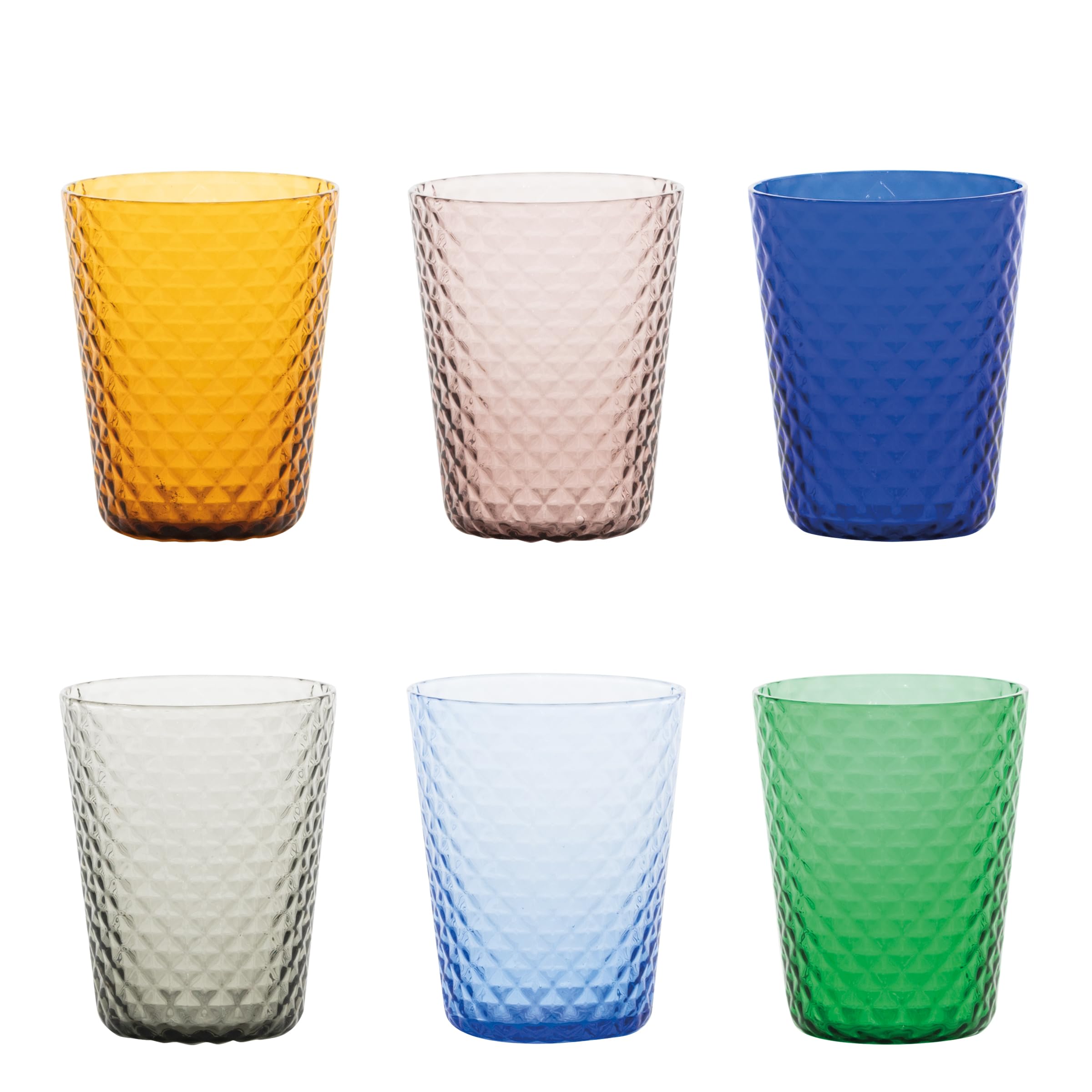 Verres tumbler en verre soufflé fait main Zafferano Isolano effet diamant