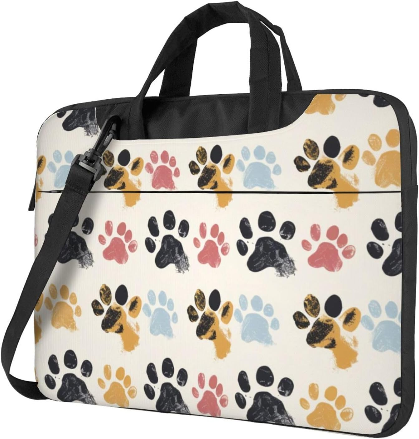 Dog Paw Pattern Laptop Bag, Triple Layer Protection Shockproof Crossbody Laptop Shoulder Bag for Men Women