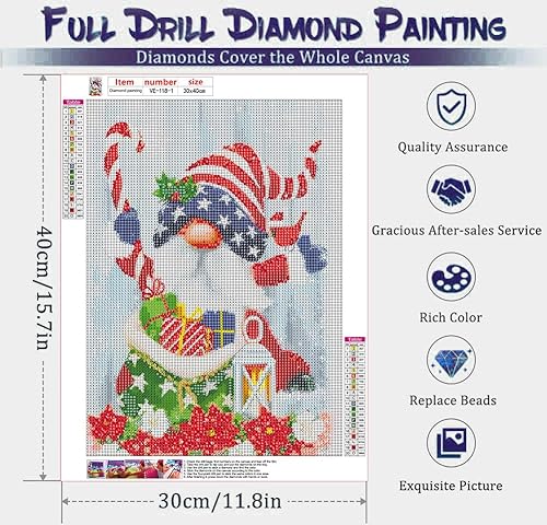 Miniatura 5 de VeGuude Kits de pintura de diamantes para adultos, paquete de 4 kits de arte de diamantes 5D de gnomo de Navidad, manualidades de bricolaje para