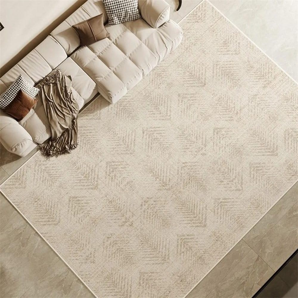 Tapis en peluche douce beige au design d'art nordique haut de gamme SY1259