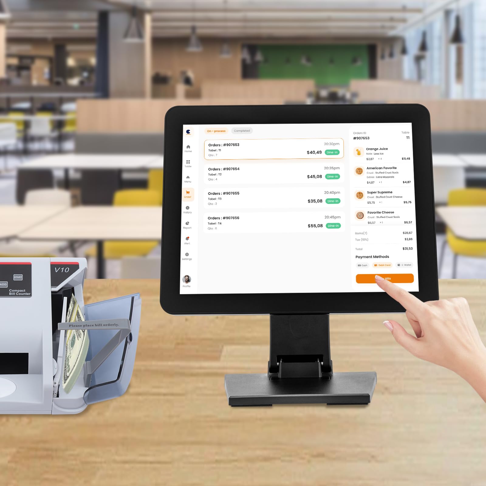 Monitor con supporto touch, di cassa elettronico da 15 pollici, registratore di cassa LCD, display touchscreen per centri commerciali, alberghi, ristoranti, piano di lavoro
