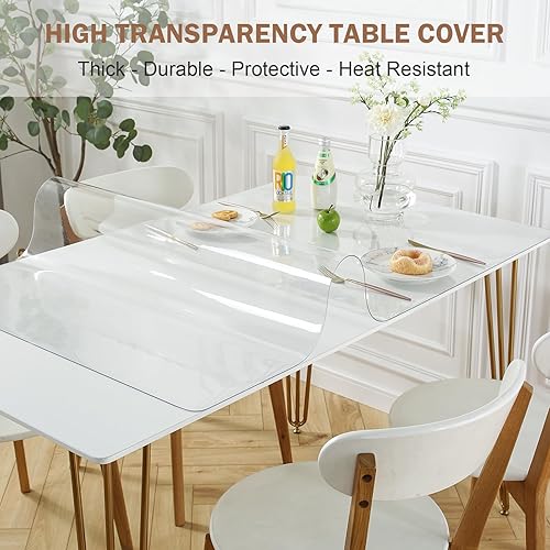 Miniatura 2 de LovePads - Protector transparente para mesa, 116 pulgadas de grosor, 54 x 54 pulgadas, protector de mantel transparente, protector para mesa de