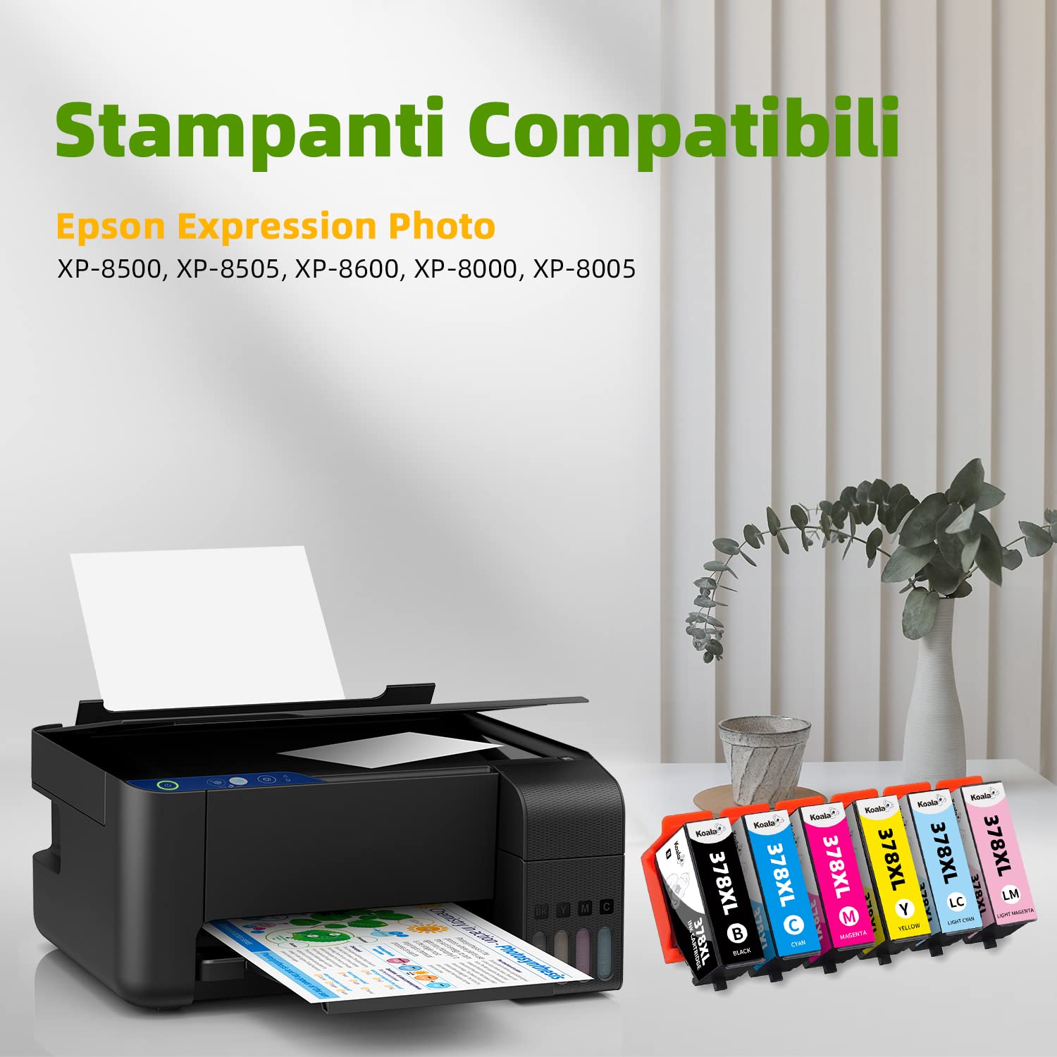 Koala Cartuccia d'inchiostro Compatibili per Epson 378 XL 378XL Multipack per Expression Photo XP-8500 XP-8505 XP-8600 XP-8000 XP-8005 XP-8700 XP-8605 Stampante, Pacco din 7
