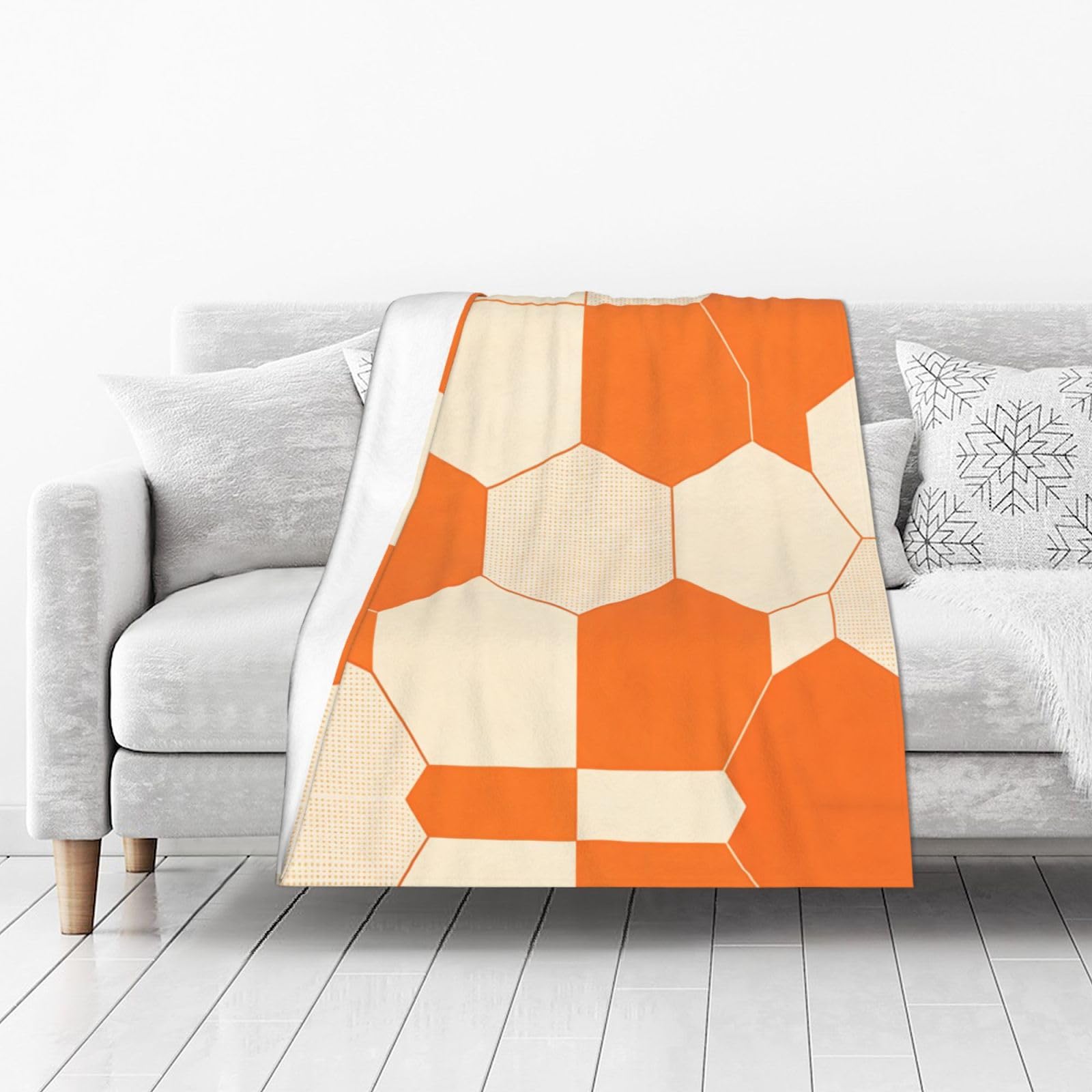 DUYIOKH Orange Hexagon Dot Tile Print Thick Throw Blanket, Blanket for Couch Bed Warm Travel Blanket for Camping Movie Night