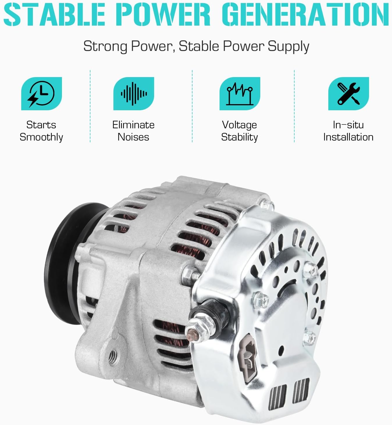 New Alternator Fit for Kubota Tractor 2.8L Diesel Engine L2800 L3130 L3400 L3430 L39 L4300 M4700 M4800 M4900 M5400 M5700 MX5000F, 3A011-74010, 400-52172