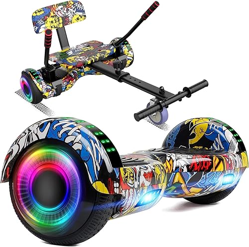 Miniatura 7 de FLYING-ANT Hoverboard with Seat Attachment, 6.5 Self Balancing Scooter with Hoverkart, Hoverboards with Bluetooth and LED Lights, Best Gift for Kids