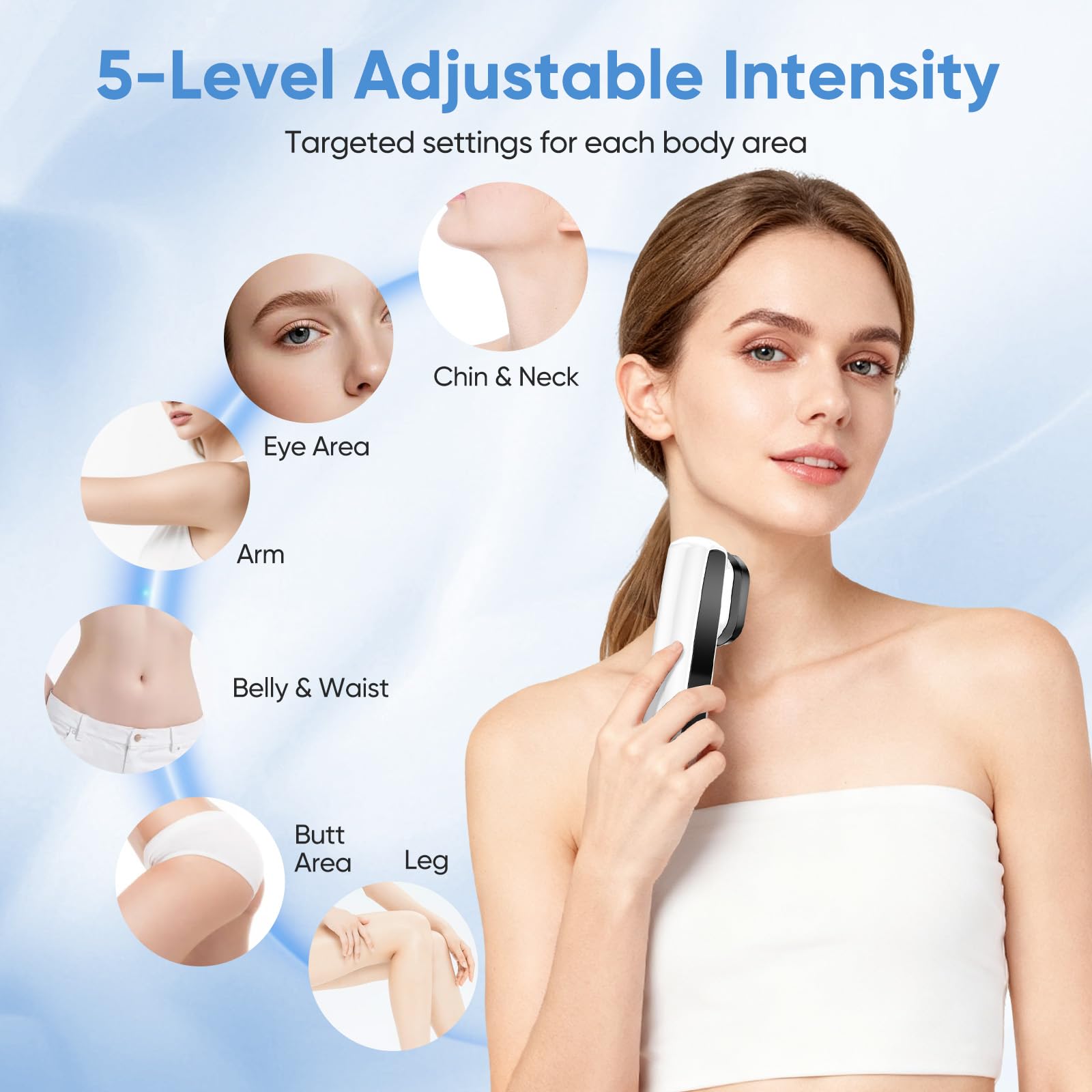 Dispositivo de cuidado de la piel RF 6 en 1, máquina de belleza facial LED 5 niveles de intensidad, Dispositivo de belleza de radiofrecuencia para rostro, vientre, cuello, piernas y brazos