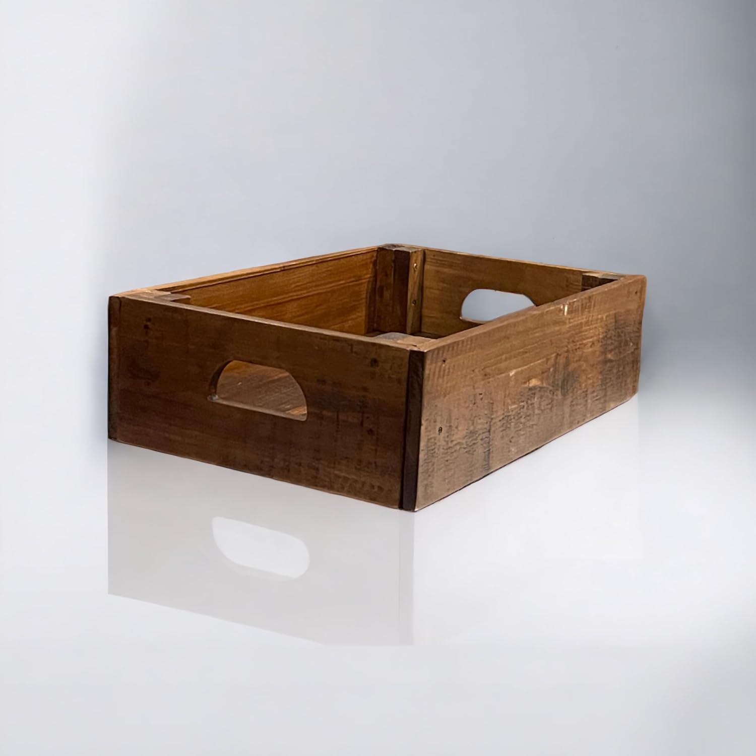 Decorative Reclaimed Wood Crates, White Wash, Natural, Rustic Brown, Assorted Sizes (Rustic Brown, 13.25 x 19 x 5 H)
