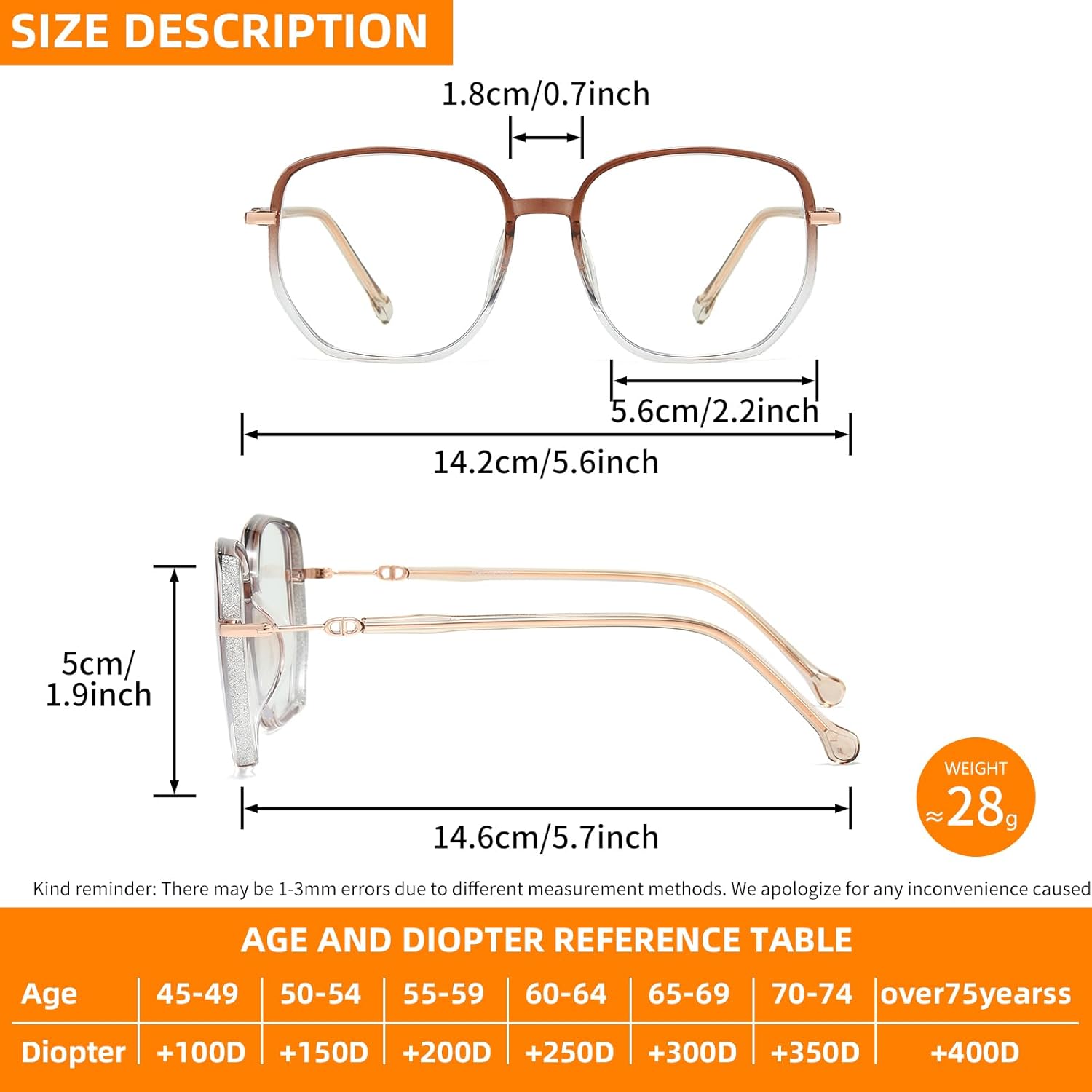 JOLLYNOVA Reading Glasses for Women, Oversized Rectangular Readers Ultralight HD Metal Drilled Metal Fashion Frame