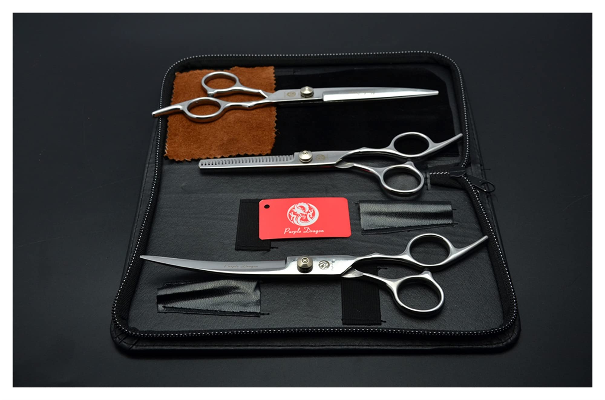 3pcs Set 7 pouces Ciseaux de coiffure Animaux Ciseaux Bent Up Curve + Coupe + Amincissement Cisailles Chiens Chats Animaux Cheveux Ciseaux Ciseaux Ciseaux Pet ( Color : Blue Screw One Set )