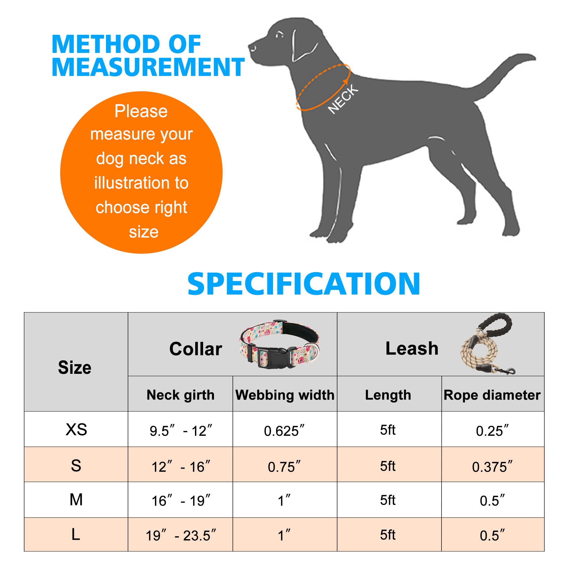 Ladoogo Reflective Dog Collar Padded with Soft Neoprene Breathable Adjustable Nylon Dog Collars for Small Medium Large Dogs (Small (Pack of 1) - Image 4