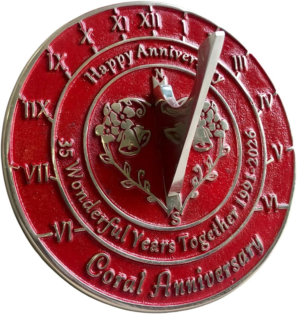 8" Anniversary Sundial Home Garden Décor Gift for Your Loves Ones (35th Anniversary Sundial)
