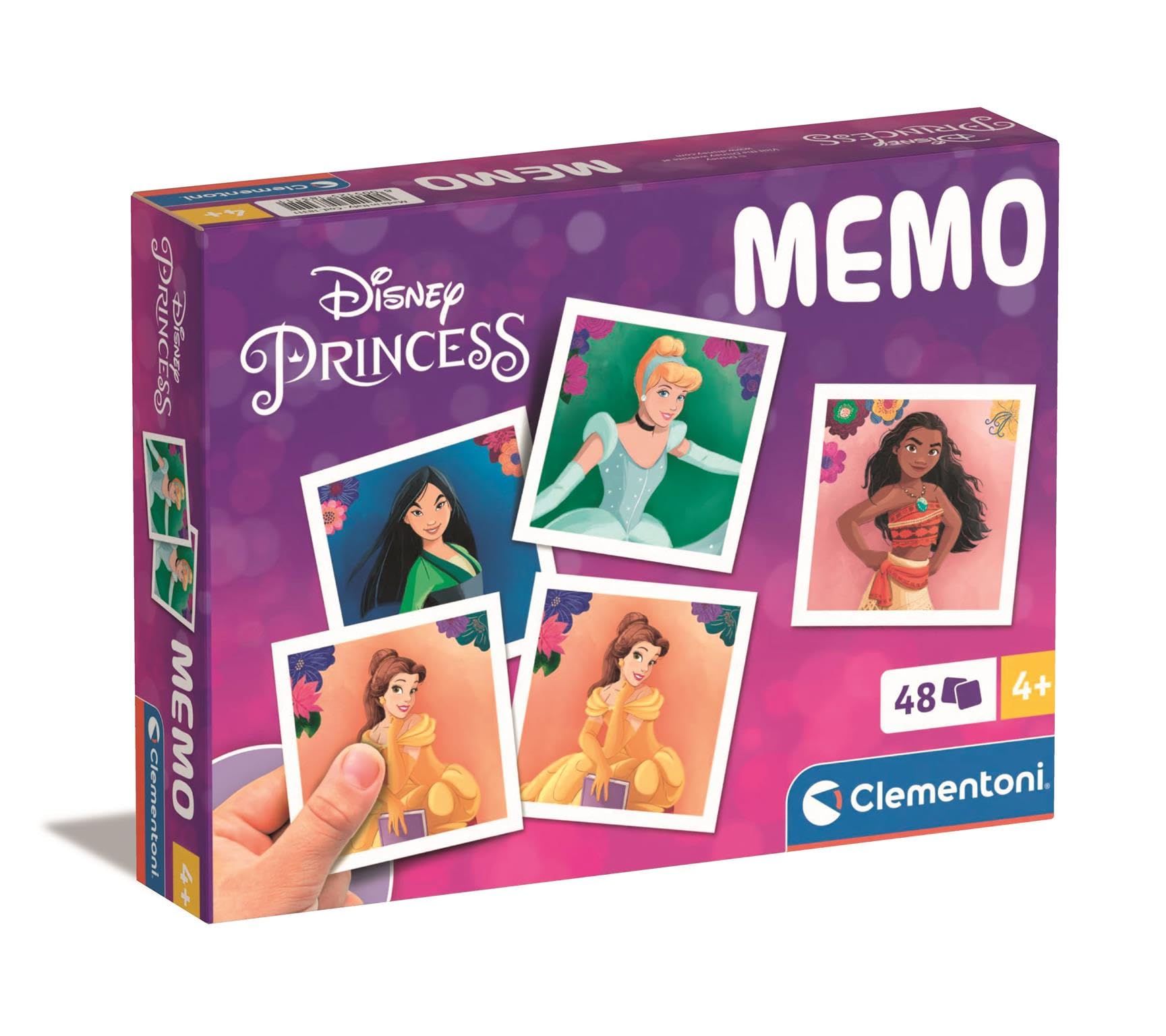 Clementoni Memory Pocket Disney Princess - Memoryspiel für Kinder ab 4 Jahren - Memo Spiel fürs Gedächtnis mit 48 Karten - Ideal als Reisespiel 18311