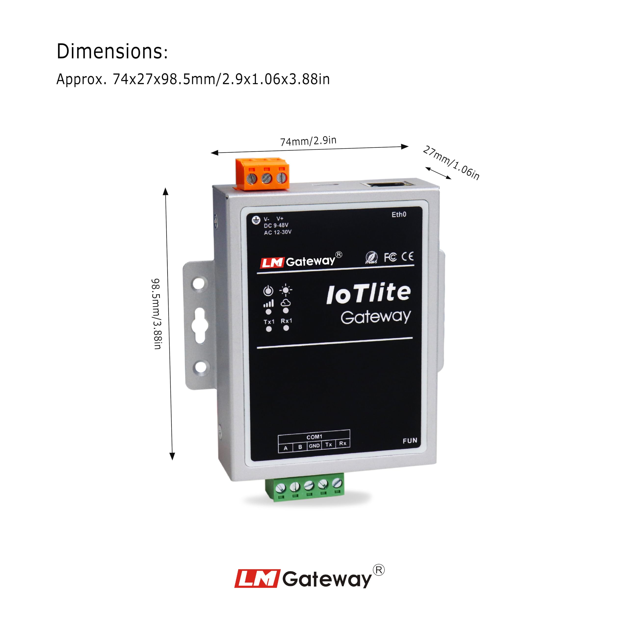 LM Gateway 101 IoTLite WiFi - Edge Computing Modbus RTU to TCP Gateway, RS232/485 Port for Ethernet or WiFi Connection, Support for Modbus, BACnet, OPC UA, IEC 104, MQTT Protocols