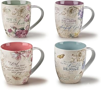 Christian Art Gifts Ceramic Coffee/Tea Mug Set for Women, Multicolor