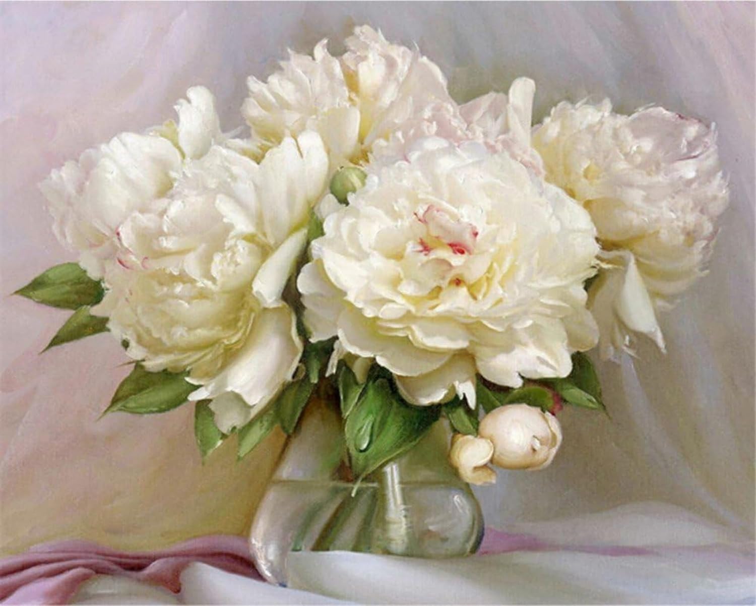 ABEUTY Paint by Numbers for Adults Beginner,Elegant Pure White Peony Flower 16 by 20 inches DIY Acrylic Oil Painting Craft for Home Wall Decor(Wooden Framed) White Peony Wooden Framed