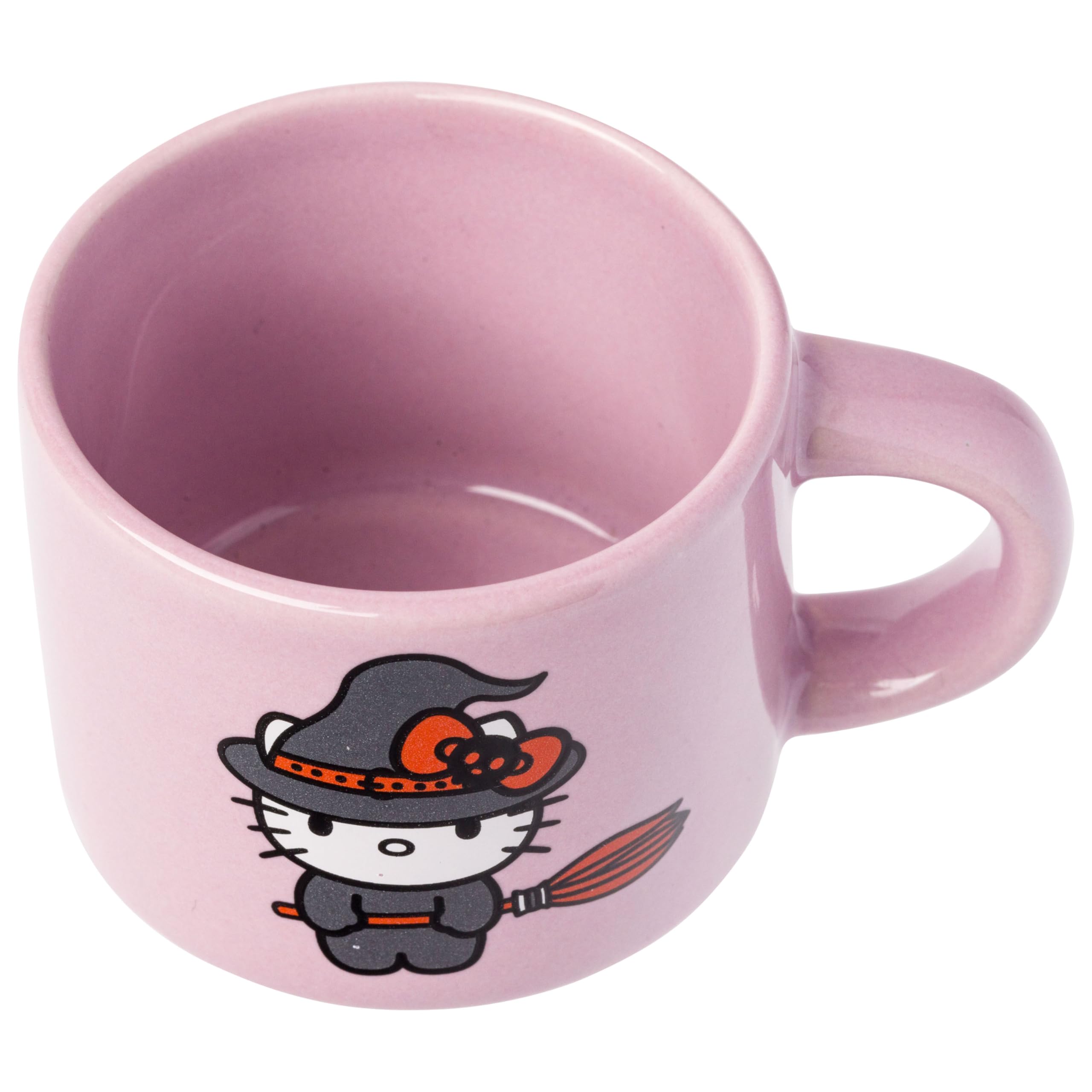 Silver Buffalo Sanrio Hello Kitty Halloween stapelbares Keramikbecher-Set mit Aufbewahrungsregal, 85 ml, 4 Stück