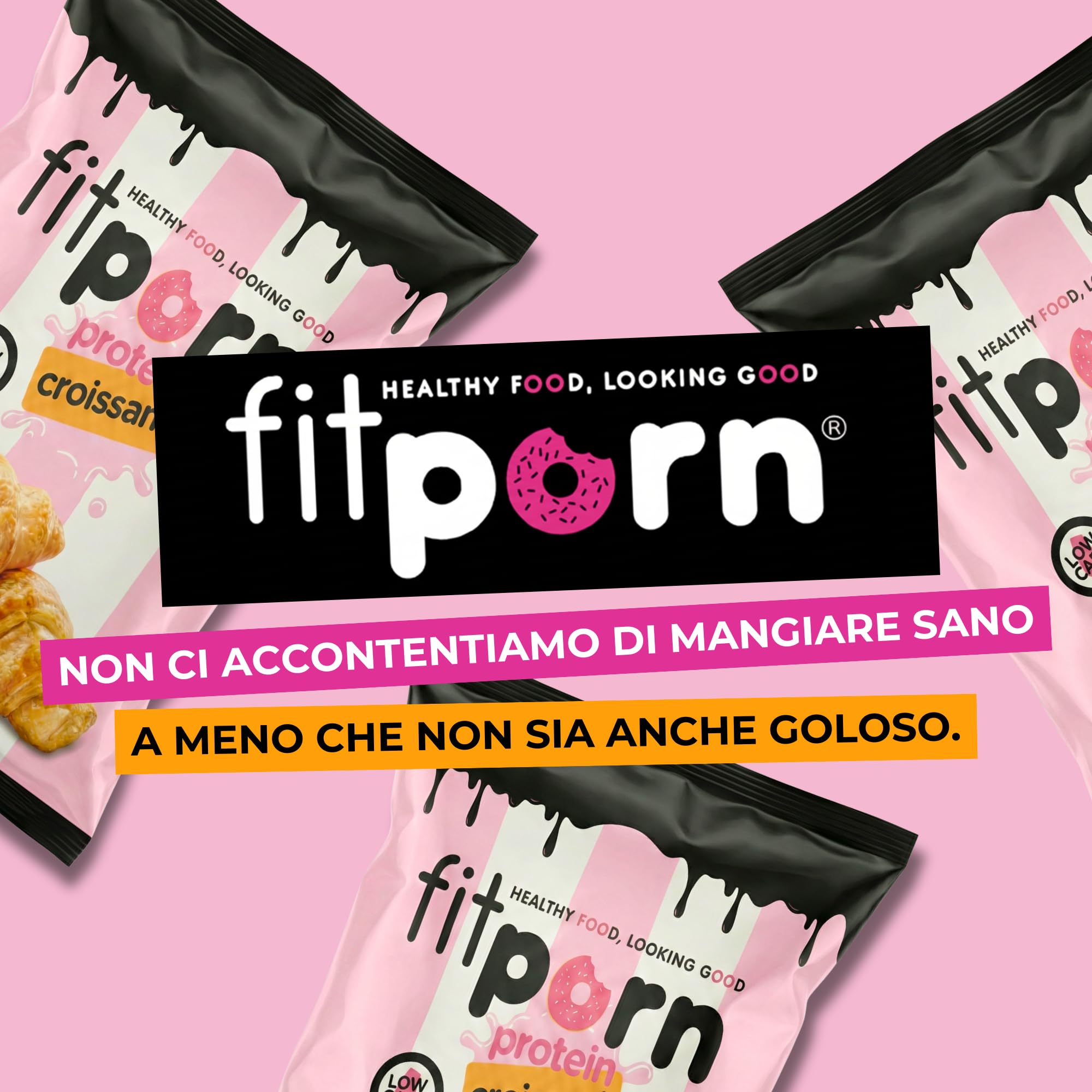 Fitporn - 25 Cornetti Proteici Low Carb al Naturale, Brioches Senza Zucchero Con 16% di Proteine, Ideali per Dieta Chetogenica, a Basso Indice Glicemico