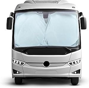 EcoNour RV Windshield Sunshade | Reflective RV Windshield Cover for UV Rays & Heat Protection, Keeps Your RV Motorhome Cool | Shades for RV Fits RVs, Trucks, Motorhomes, Buses | XXXXX-Large 102x51