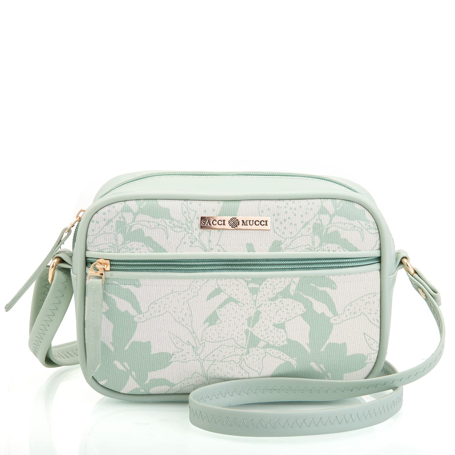 SACCI MUCCI Mini Vegan Leather and Canvas Boxy Sling Bag For Women (Mint Green) (B0BVKQVKY5) Amazon Price History, Amazon Price Tracker