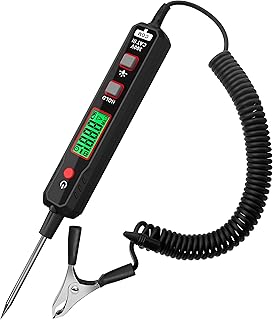KAIWEETS Smart Auto Spannungsprüfer Stift, 0,8V-100V DC mit Hintergrundbeleuchtung, Digital prüflampe kfz mit Taschenlampe Maßnahmen Polarität Kontinuität, für Autobatterie