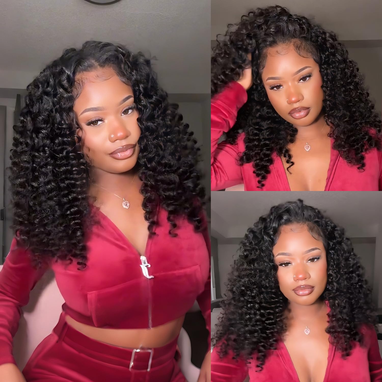 Ugrace V Part Wig Human Hair Burmese Curly Glueless Wigs Human Hair 180% Density Upgrade U Part Wigs With Drawstring V Shape Clip In Half Wigs For Black Women,No Leave Out, No Sew-in, 24 inch