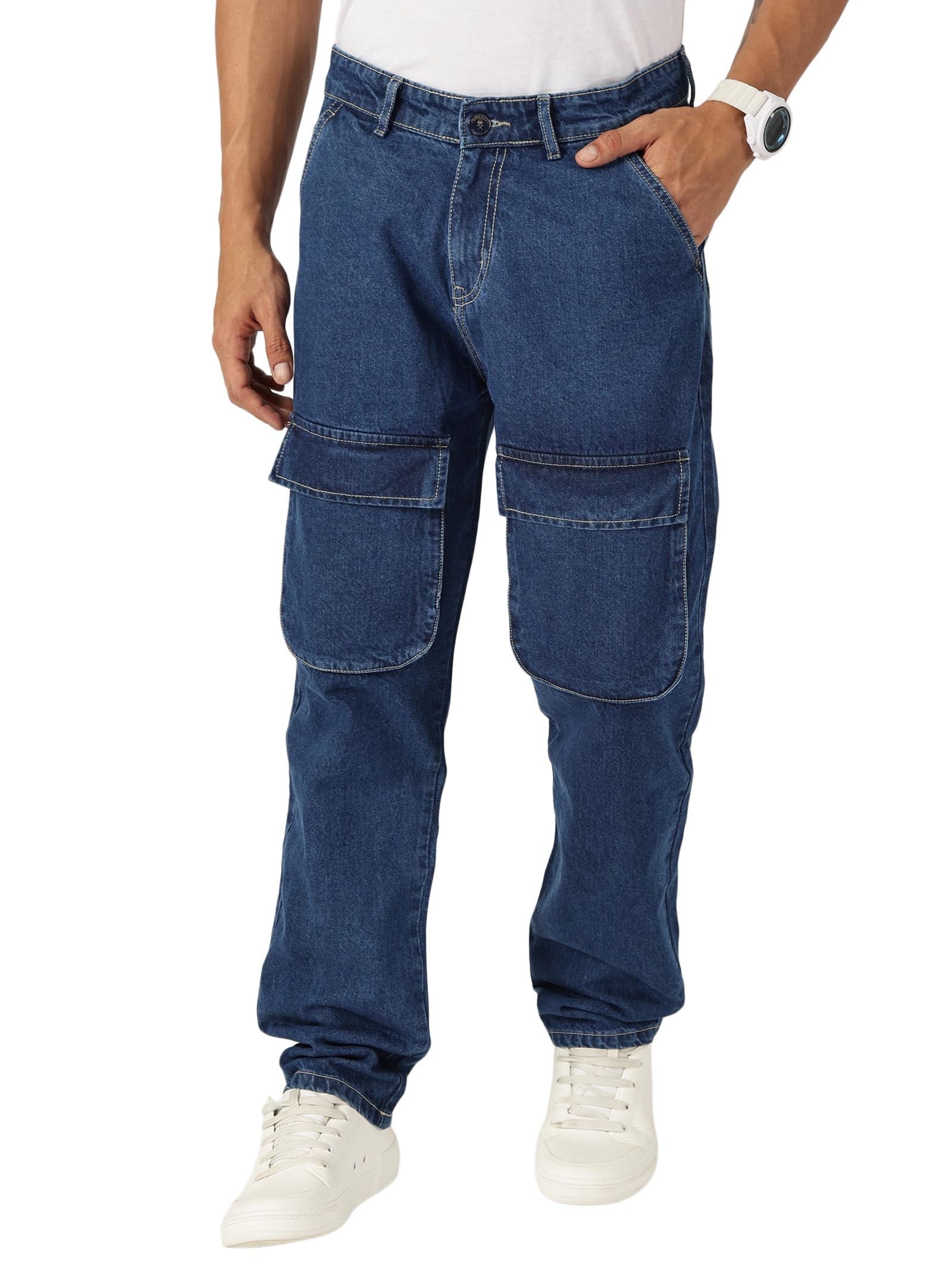 thomas scott Mens Mid Rise Loose Fit Cargo Jeans-picture-50