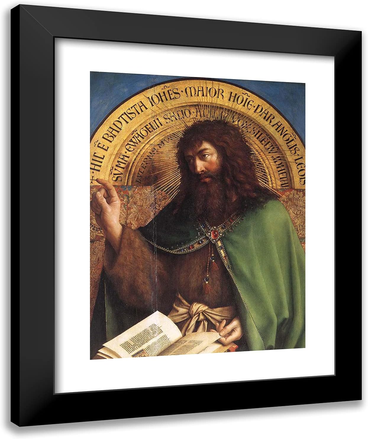 ArtDirect Van Eyck, Jan 20x24 Black Ornate Framed Art Print with Double Matting Titled: The Ghent Altarpiece St. John the Baptist, Detail I