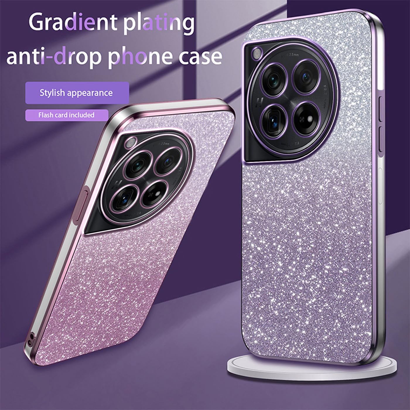 Glitzer-Handyhülle Für OnePlus 12 – Transparent Mit Pailletten, Blau, Stoßfest & Dünn, Bling-Look Für Mädchen & Frauen