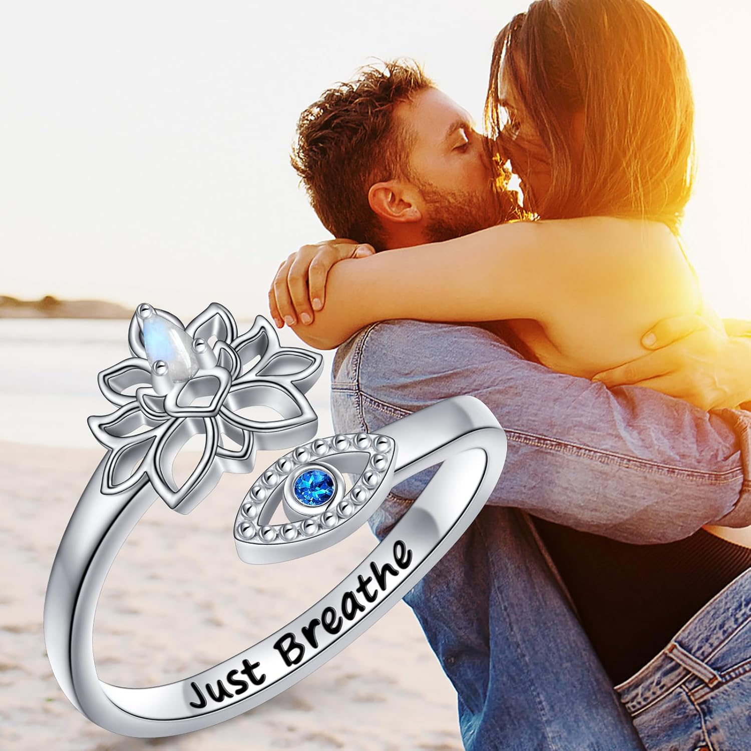 Hamsa Hand of Fatima Lotus Evil Eye/Love Heart/Butterfly/Rose Spoon Adjustable Open Rings 925 Sterling Silver Statement Ring Jewelry Gifts for Women - Image 4