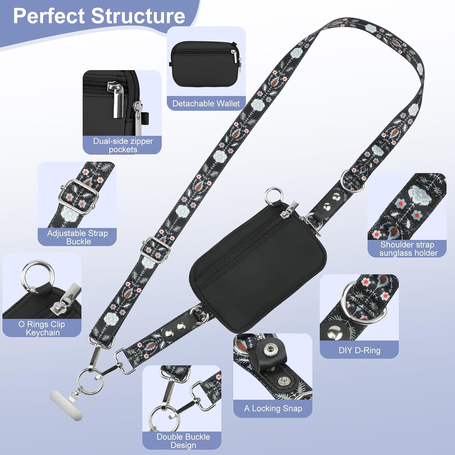 Phone Lanyard Crossbody with Detachable RFID Wallet (M1, Large) image 5