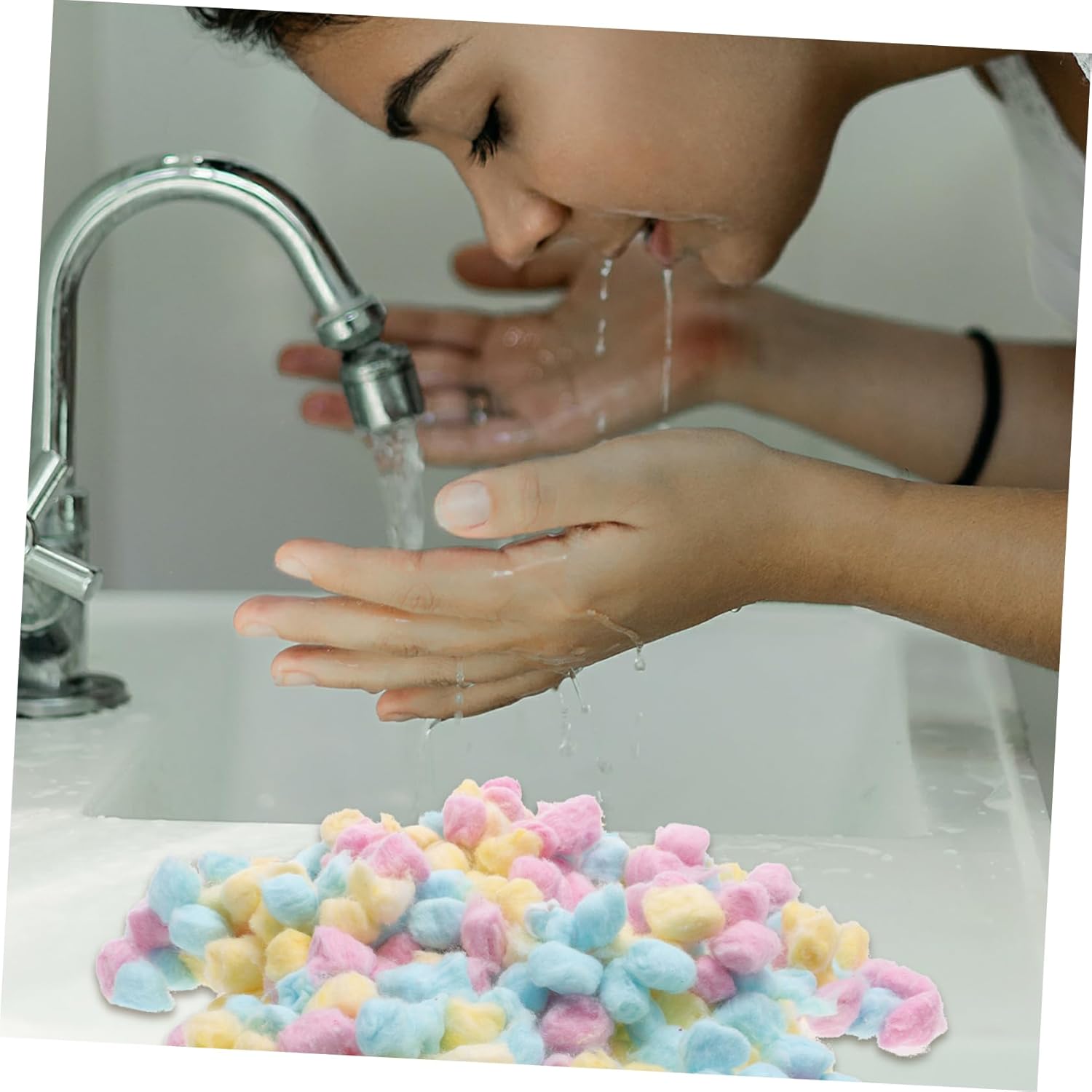 Angoily Pack of Cotton Balls for Newborns Soft Absorbent Non-irritating Face Washing Pads Pink and Pets