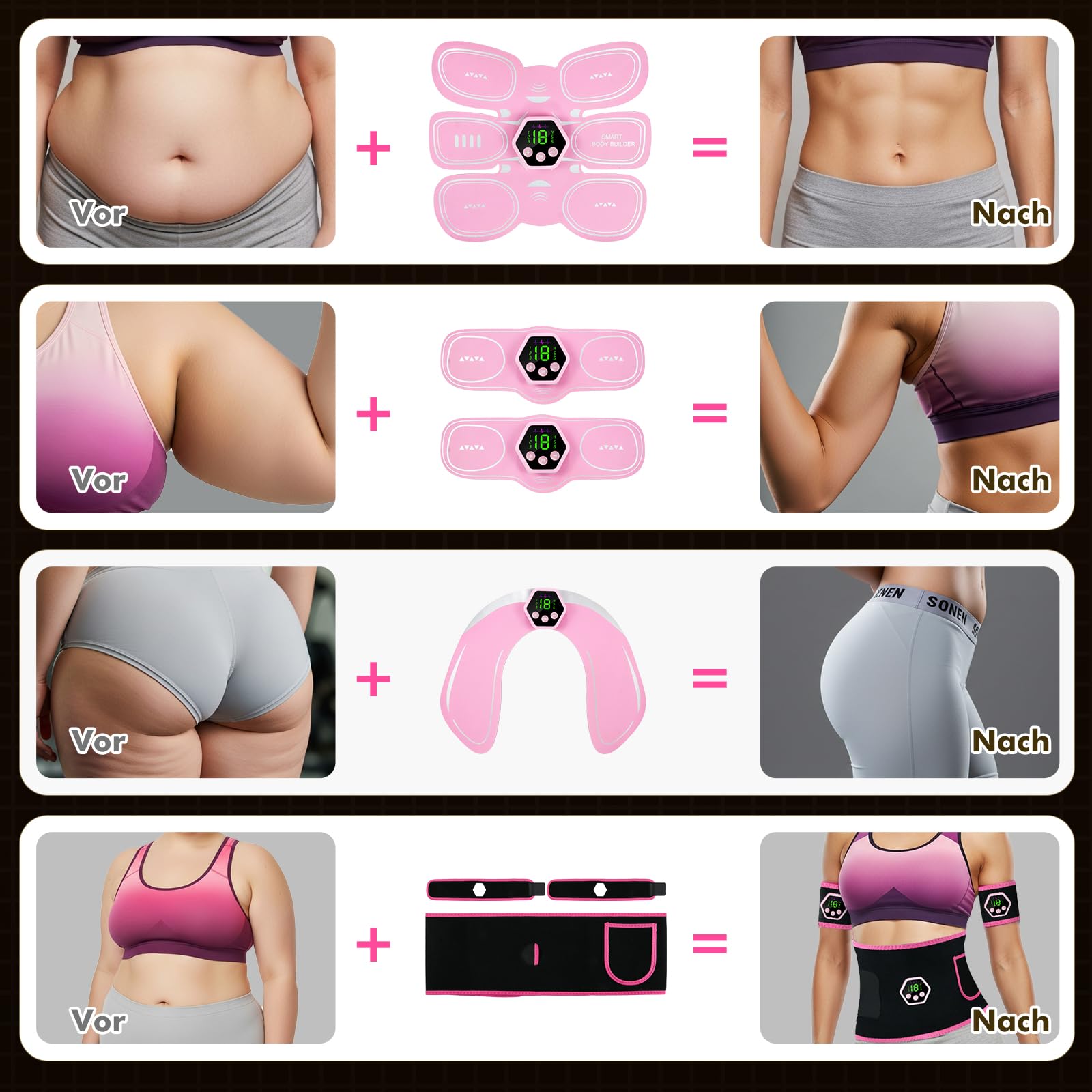 EMS Trainingsgerät, EMS Bauchmuskeltrainer Elektrisch,6 Modi & 19 Intensitäten EMS Bauchtrainer, Ganzkörper ABS/Bauch/Arm/Bein/Po Trainer