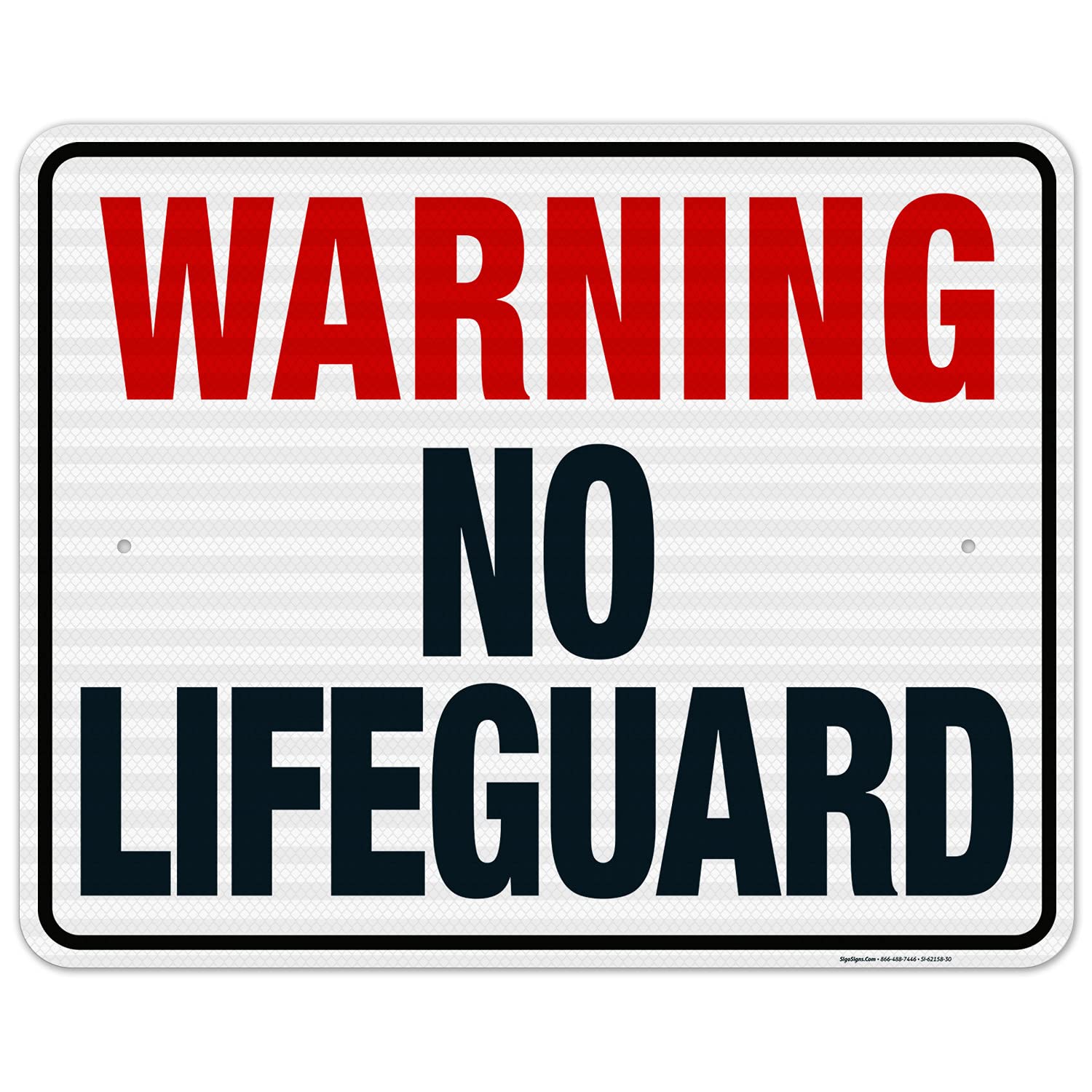 Tennessee Warning No Lifeguard Sign, Complies with State of Tennessee Pool Safety Code, 18x24 Inches, 55 mil Thick HDPS (high Density polystyrene), Made in USA