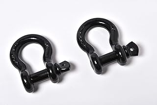 2 Pack - Black - Bow Shackle 7/8" inch ALFA Wheels D-Ring Rugged WLL Working Load Limit 6.5 Tons 14300 lbs-1" Screw Threaded Pin Heavy Duty Lifting Rigging Tow Recovery Anchor