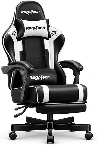 Gaming Chair for Adults, Upgraded Ergonomic Gamer Chair, Game Room, White
