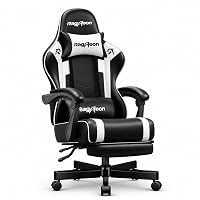 Gaming Chair for Adults, Upgraded Ergonomic Gamer Chair, Game Room, White