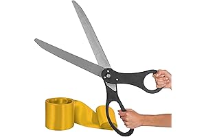 Black Grand Opening Ceremony Kit – 25” Black Scissors for Ribbon Cutting with Satin Ribbon