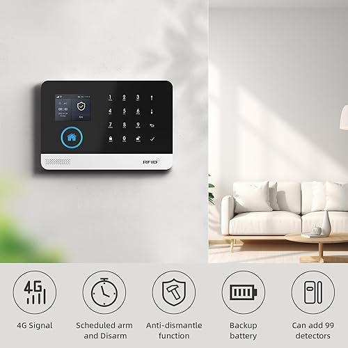 Miniatura 2 de PGST Alarma inteligente WiFi+GSM 4G para el hogar, sistema de alarma de seguridad inalámbrica para el hogar, sensor de puerta y ventana, sensores de