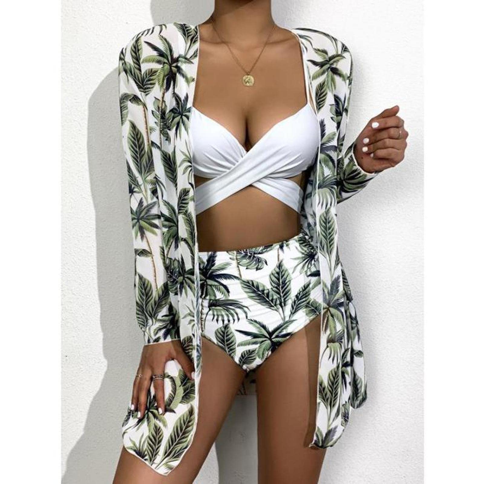 Costume Da Bagno Badeanzug Costume Da Mare Sexy Swimwear Costume Da Bagno Bikini Estivo Sexy Con Stampa Floreale Donna 3 Pezzi Bikini A Vita Alta Costumi Da Bagno Costume Da Bagno Push Up Femminile,Gr