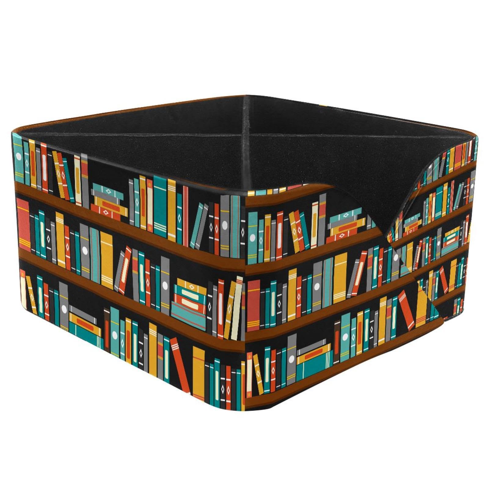 KengjuTesu Bookshelf Desktop Organizer Pen Holder, Rectangular Pencil Cup for Office, Study and Makeup Stations