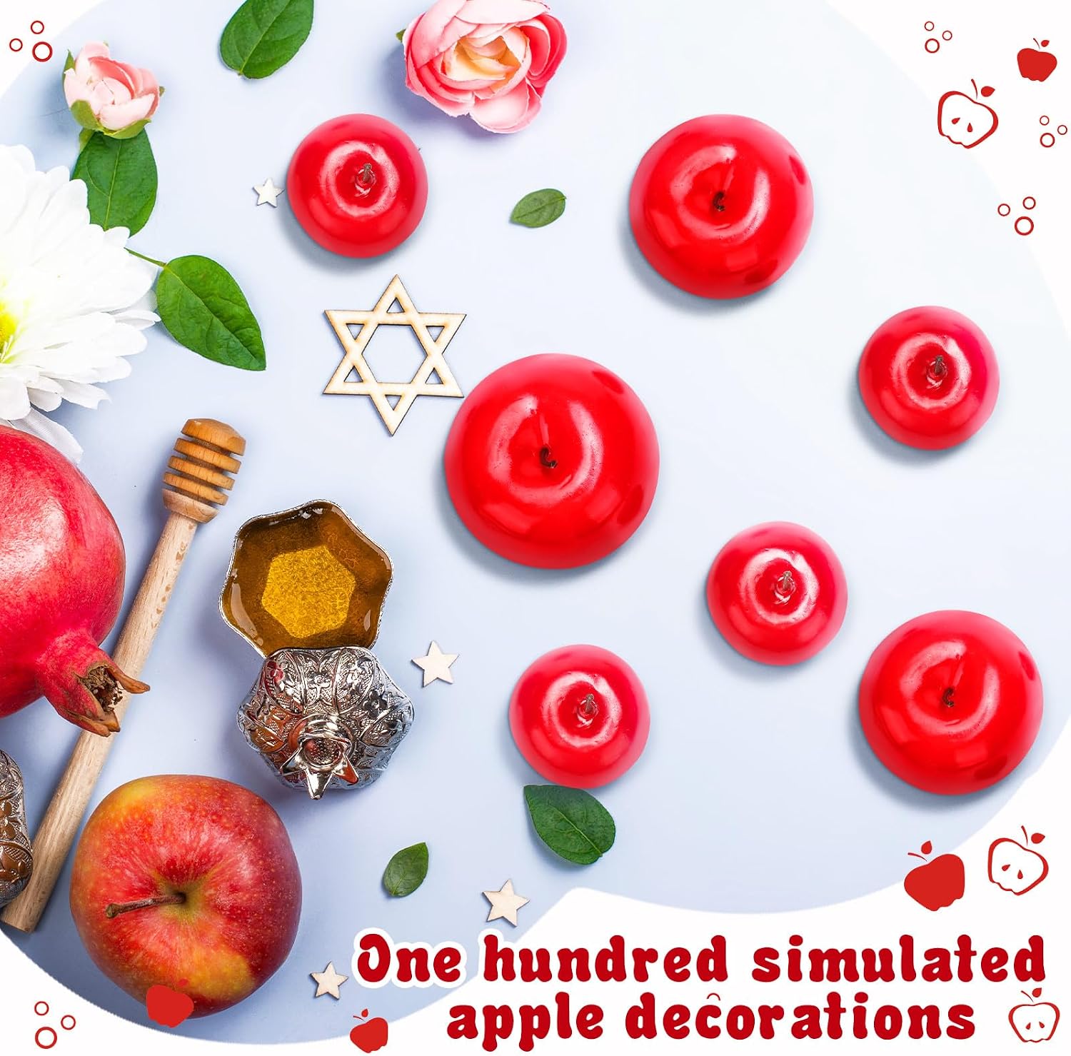 Wonderjune 30 Pcs Christmas Decorations Fake Apple Artificial Fruit 3 Size Christmas Fake Apple Foam Realistic Decor Lifelike Simulation Decorative Fruit Xmas Party Photography Home Decor