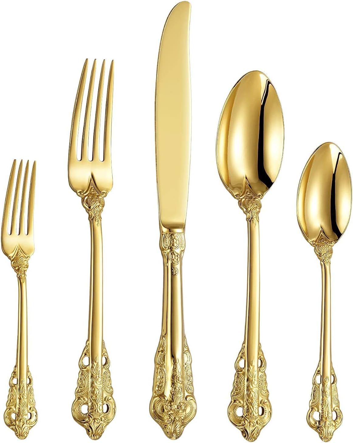 Golden Ware Set, 40-Piece Stainless Steel Flatware Set Service for 8, Kitchen Utensil Set, Tableware Cutlery Set for Home and Restaurant