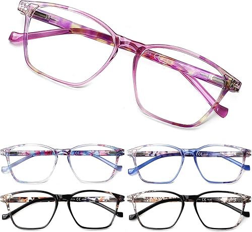 BIENCOOL Paquete de 5 lentes de lectura para mujereshombres, bloqueo de luz azul, bisagra de resorte para mujeres y lectores